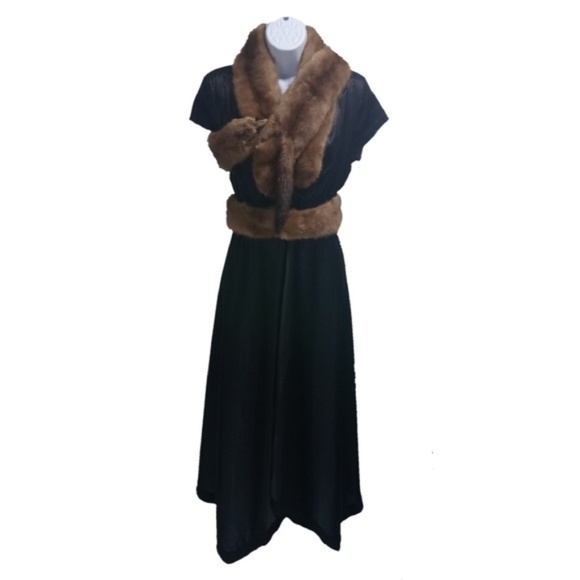 SOLD Vintage 40s Mink Wrap Stole Brown 4 Pelts EUC - Picture 3 of 8